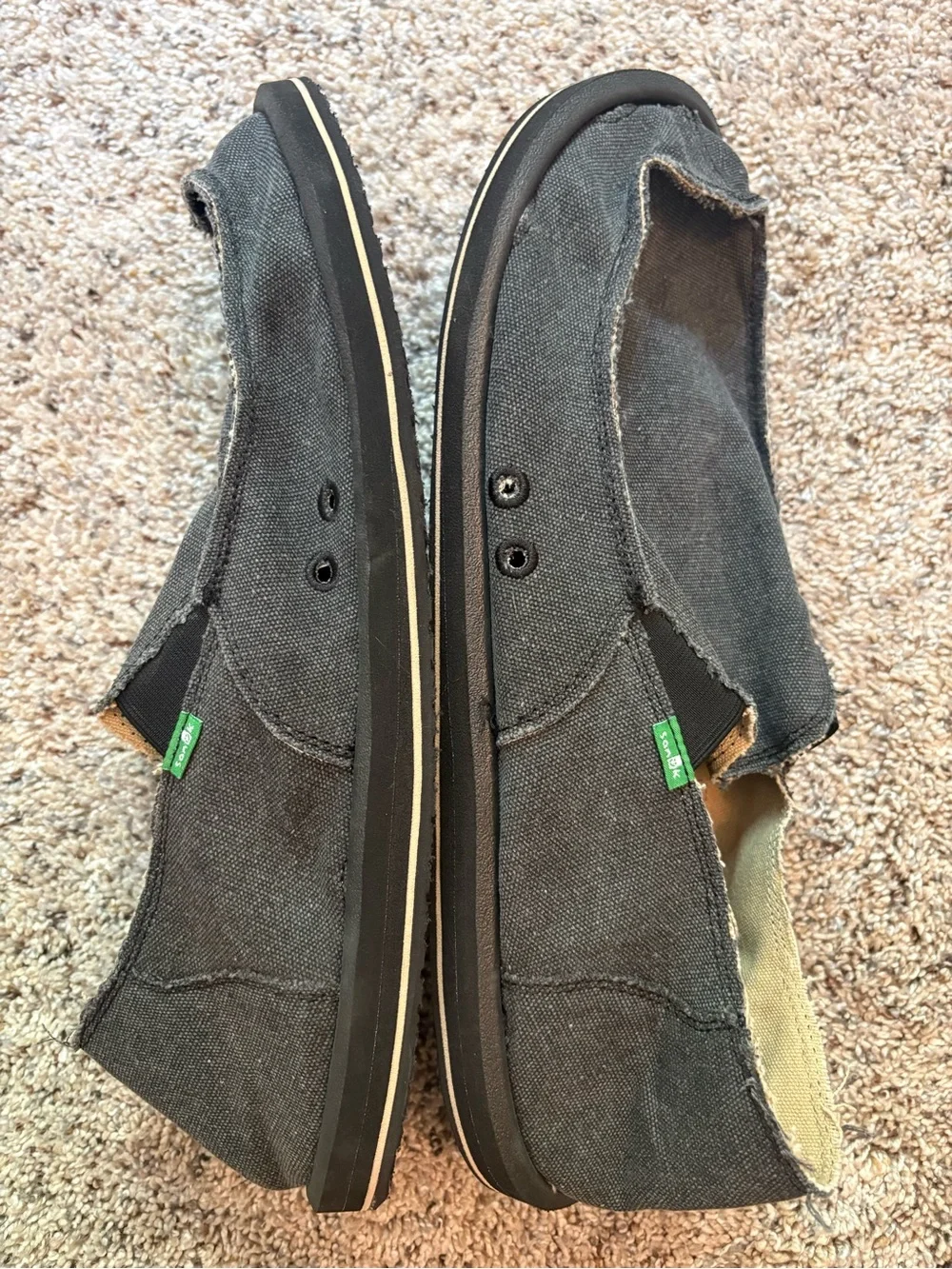 Sanuk Men's Black Canvas Slip-On Shoes